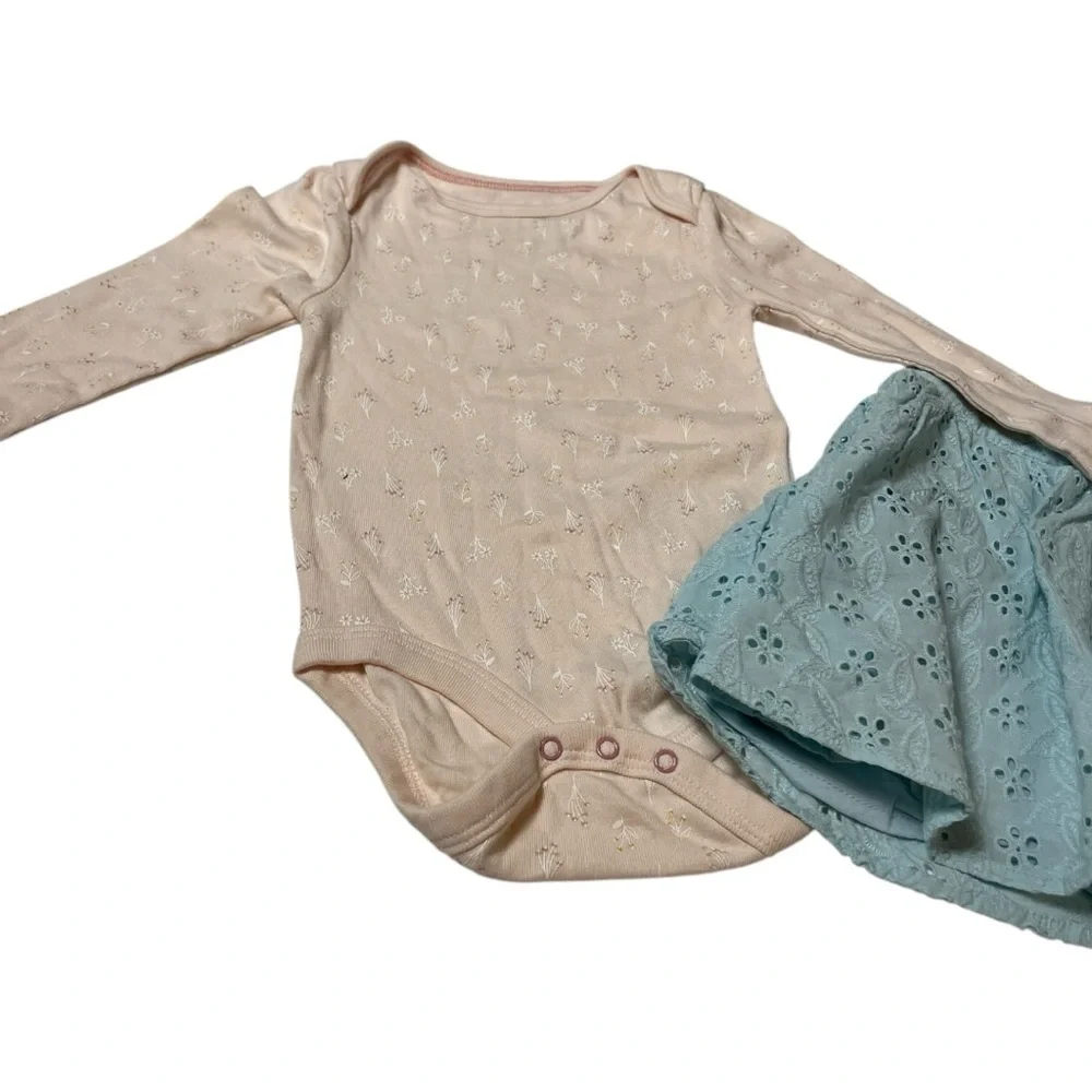 Pink and Blue Eyelet Dress Set size 12 months - Picture 5 of 9